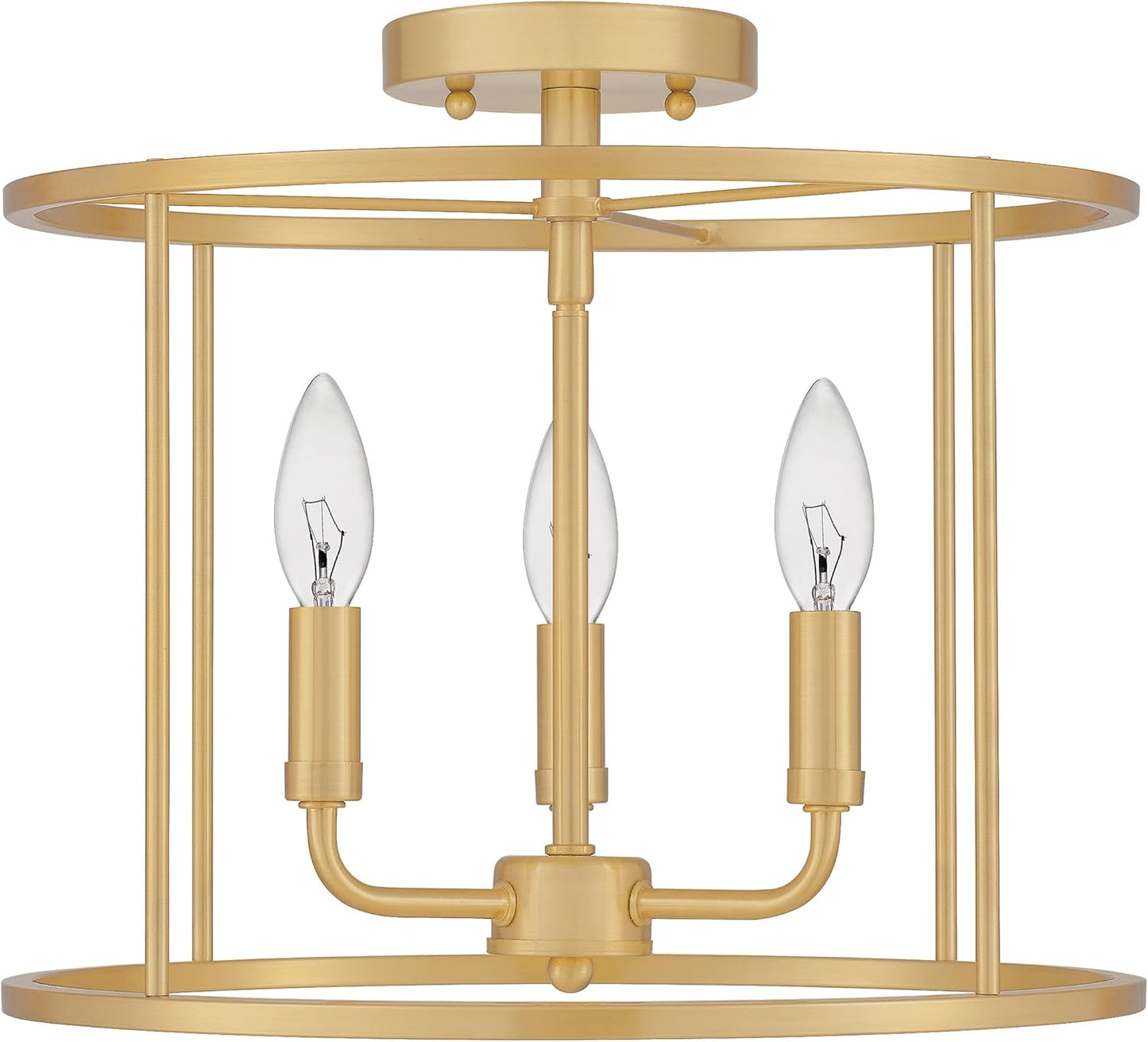 Quoizel ABR1714AB1 | Abner 3-Light Aged Brass Semi-Flush Mount Light