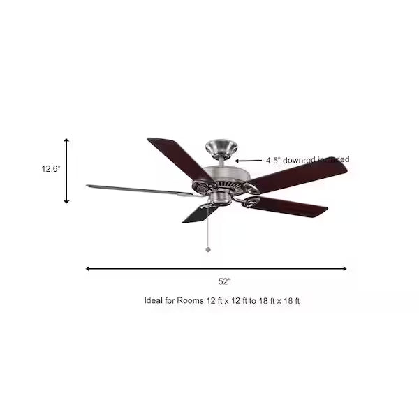 Hampton Bay 32769 | Farmington 52 in. Indoor Brushed Nickel Ceiling Fan