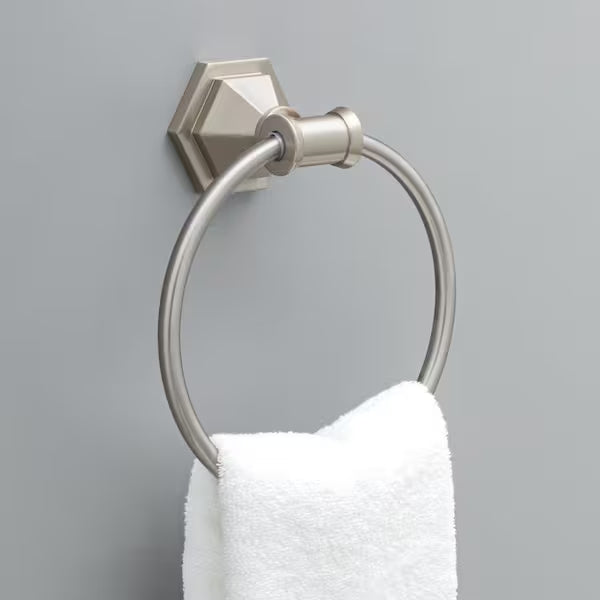 Delta GDR46-BN | Grandover Wall Mount Round Closed Towel Ring Bath Hardware Accessory in Brushed Nickel