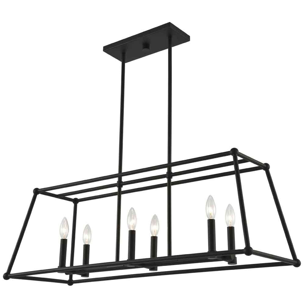 Elle Decor DS18969 | DSI Lighting 6-Light Black Geometric Island Pendant