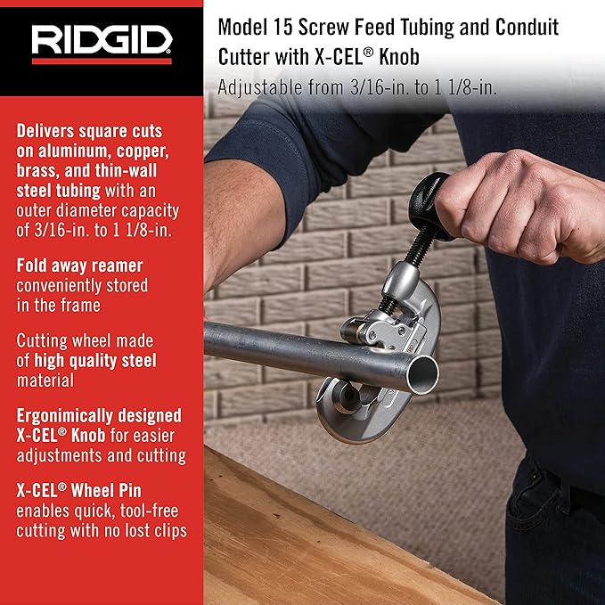 Ridgid 32920 | 15 Screw Feed Tubing Cutter, 3/16" To 1-1/8" Tube Cutter