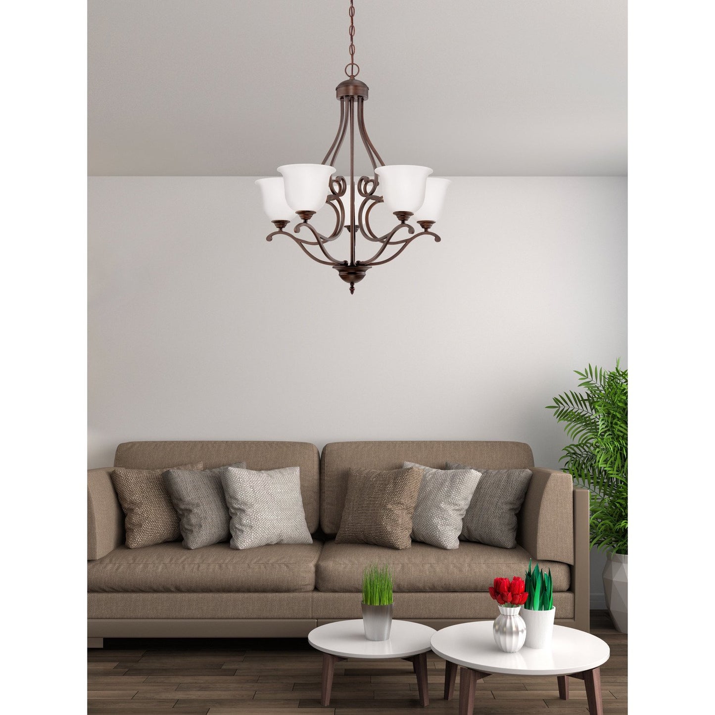 Millennium 1555-RBZ | Courtney Lakes 5 Light Chandelier Ceiling Fixture in Rubbed Bronze