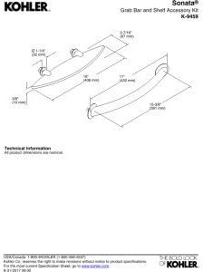 Kohler K-9459-BN | Sonata Accessory Kit (Grab Bar and Shelf Kit), Vibrant Brushed Nickel