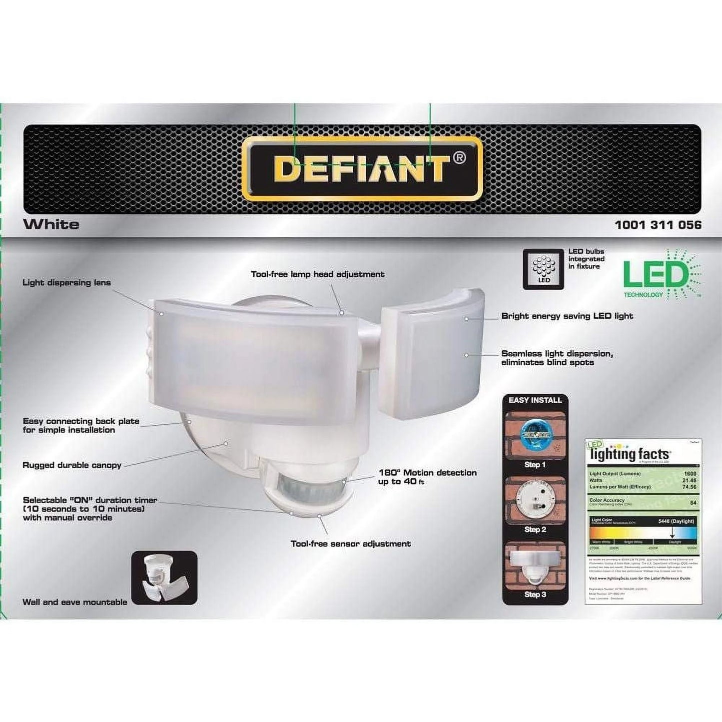 Defiant DFI-5982-WH-G | 180 Degree LED Motion Security Light White