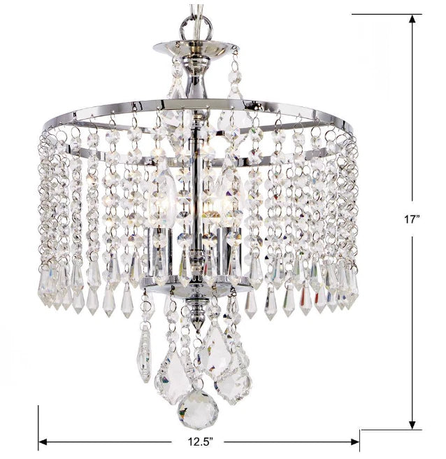 Home Decorators Collection 1001 789 669 | Calisitti 3-Light Polished Chrome Chandelier with K9 Crystal Dangles