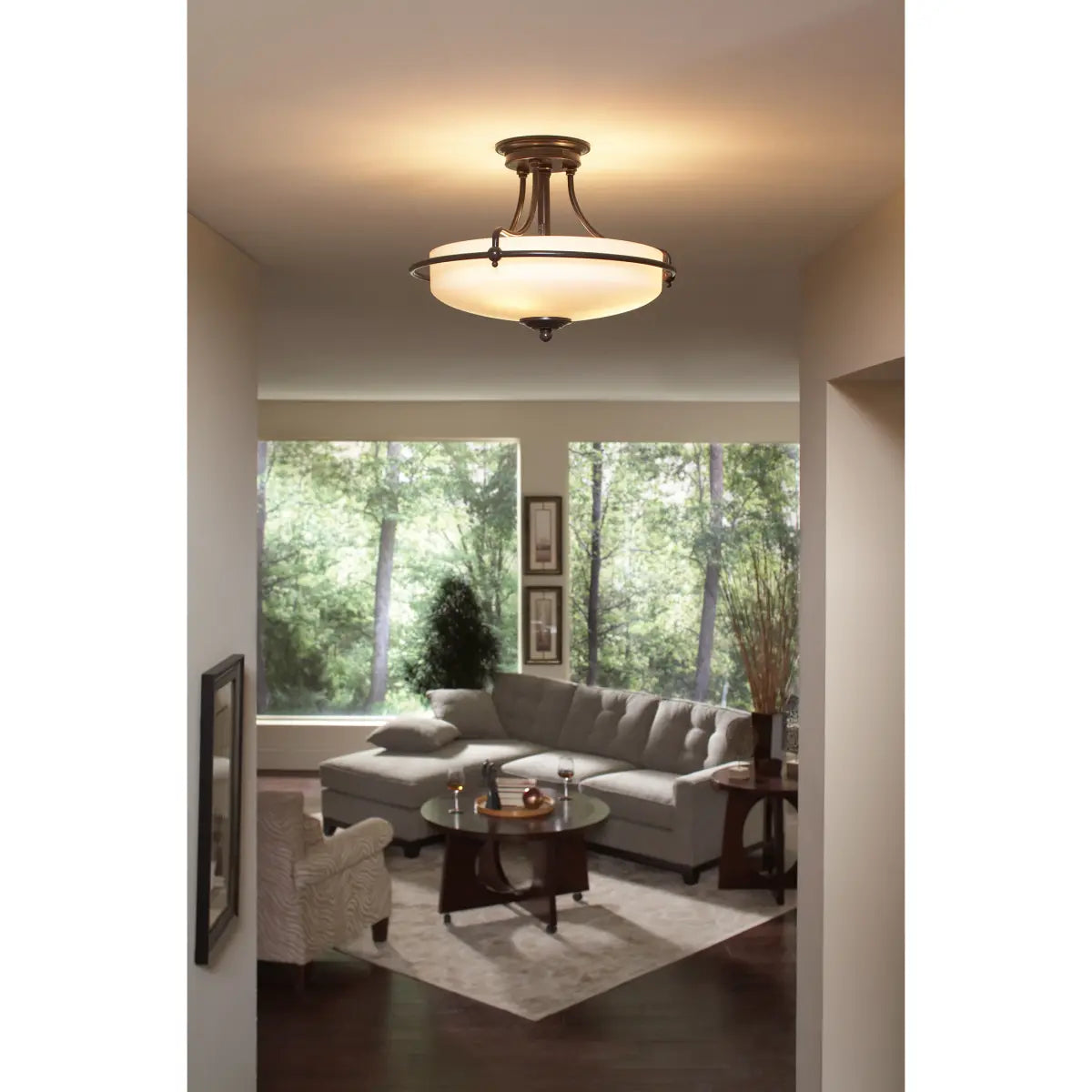 Quoizel GF1717PN | Griffin 3 Light 17" Wide Semi-Flush Mount Ceiling Light