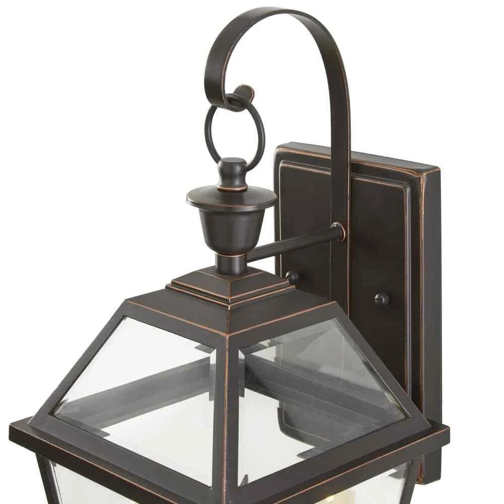 Home Decorators Collection 1007 316 006 | Glenneyre 20.25 in. 2-Light Espresso Bronze Hardwired Outdoor Wall Light Lantern Sconce with Clear Glass (1-Pack)