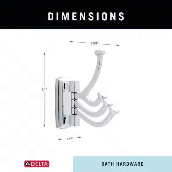 Delta PWD37-PC | Portwood Multi-Purpose Swivel Towel Hook Bath Hardware Accessory in Polished Chrome