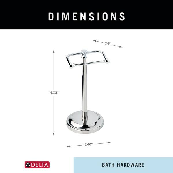 Delta 132851-PC | Silverton Telescoping Free-Standing Pedestal Toilet Paper Holder Bath Hardware Accessory in Polished Chrome