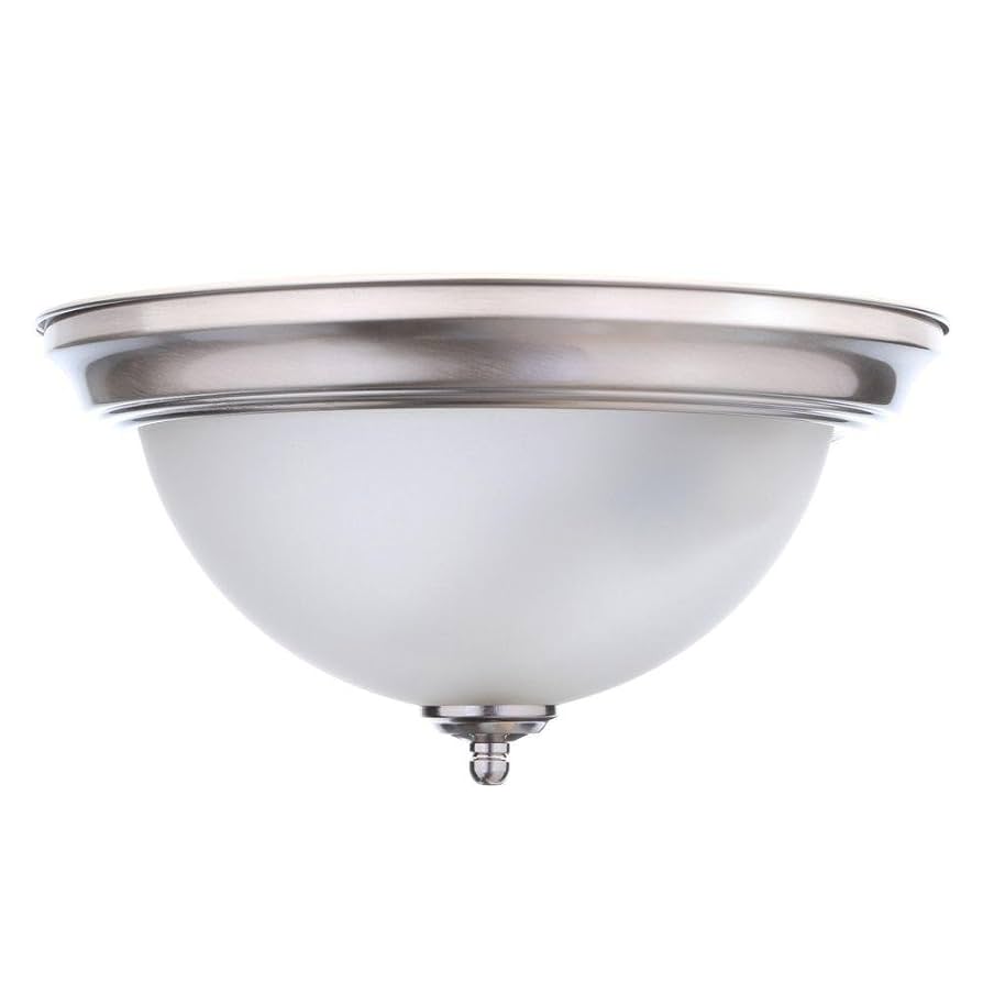 Commercial Electric 701704 | 13 in. 2-Light Brushed Nickel Flush Mount with Frosted Glass Shade (2-Pack)