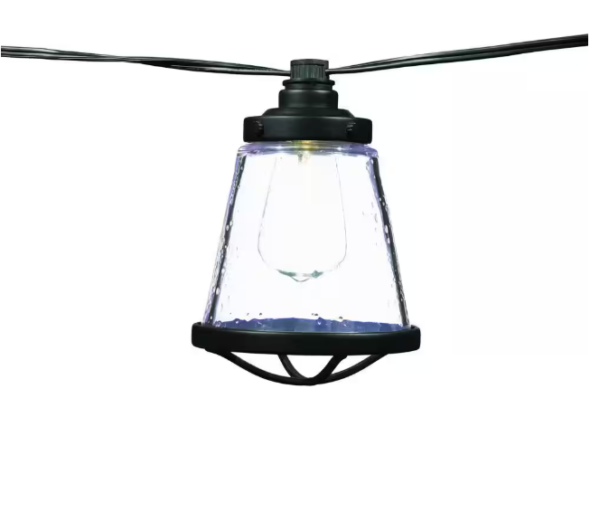 Hampton Bay 1005 698 347 | 10-Light 11 ft. Outdoor/Indoor Plug-In LED ST38 Vintage Bulb String Light with Seedy Cage