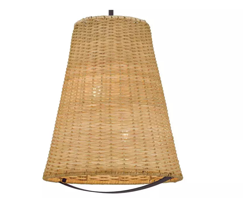 DSI Lighting 1006 016 996 | Cambria 2 -Light Dark Brown Pendant with Rattan Shade
