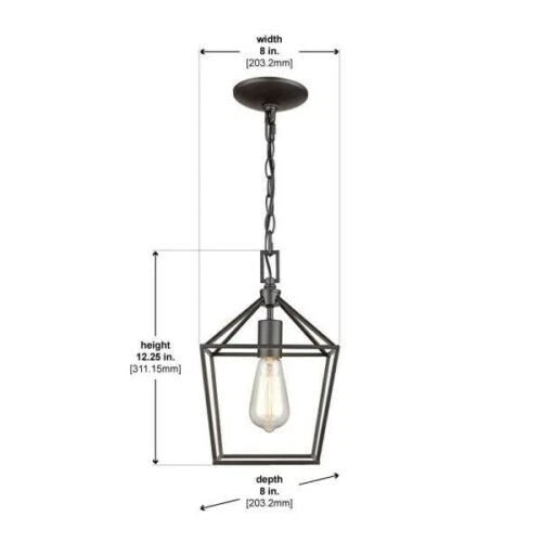 Home Decorators Collection 1006 106 214 | Weyburn 1-Light Bronze Farmhouse Mini Pendant Light Fixture with Caged Metal Shade
