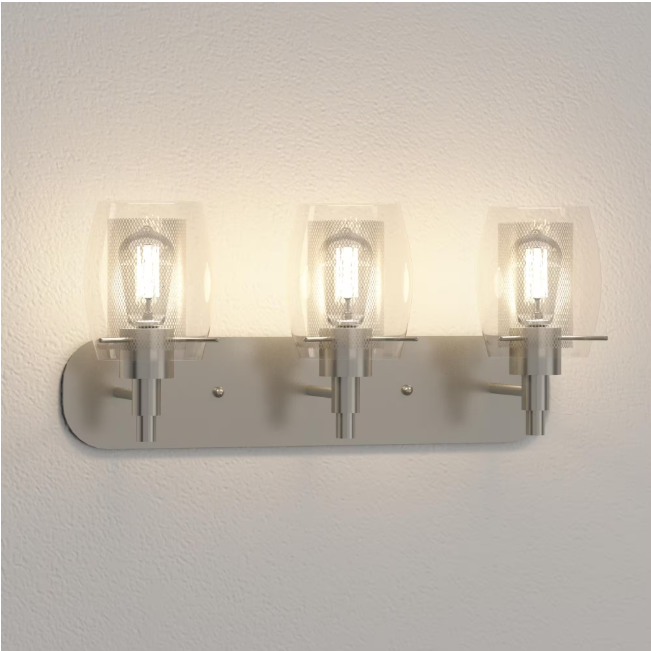 Hampton Bay 1001 300 049 | Lettie 3-Light Brushed Nickel Vanity Light