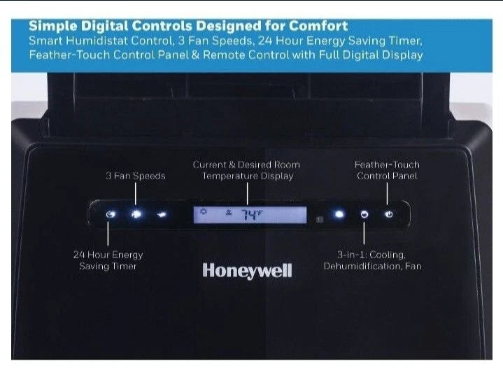 Honeywell Dual Hose Portable Air Conditioner Black Model #MN14CCDBB | Open Box, Not used