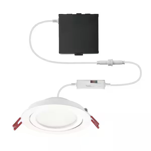 Commercial Electric 1006 848 687 | Ultra Directional Integrated LED 4 in Round Adj Color Temp Canless Recessed Light for Kitchen Bath Living rooms, White