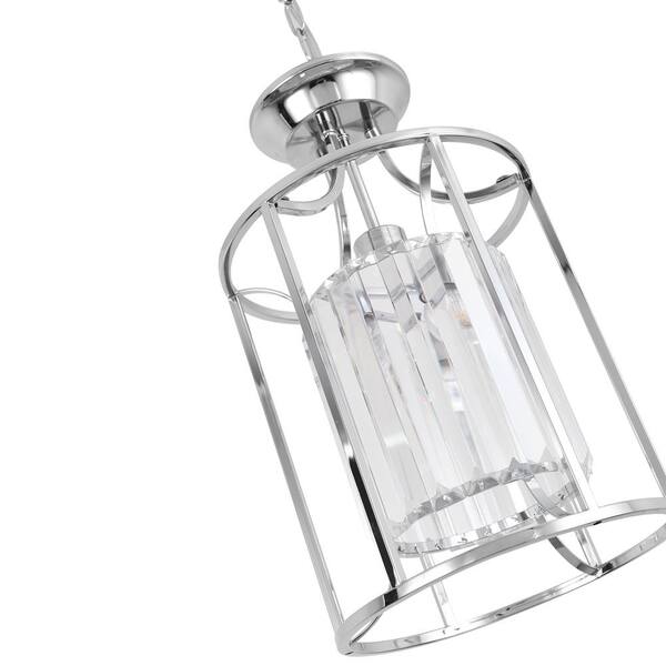 Decor Living P7093GB-CHR | Cecilia 1-Light Polished Chrome Cage Pendant with Crystal Shade