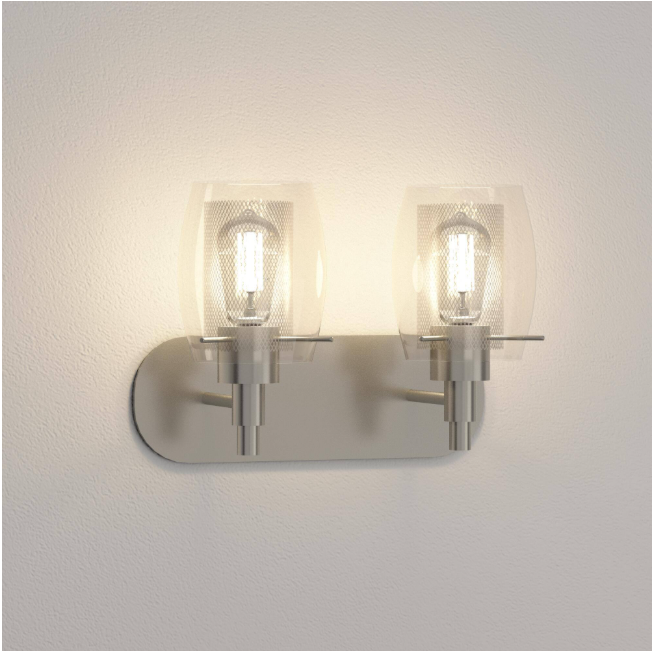 Hampton Bay 1001 300 048 | Lettie 2-Light Brushed Nickel Vanity Light
