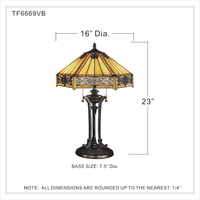 Quoizel TF6669VB | Tiffany 2 Light 23" Tall Table Lamp with Tiffany Glass Shade