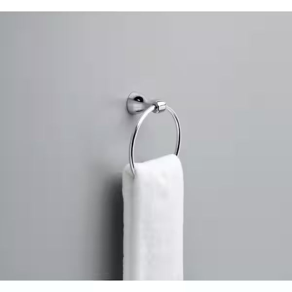 Delta FND46-PC | Foundations Wall Mount Round Closed Towel Ring Bath Hardware Accessory in Polished Chrome