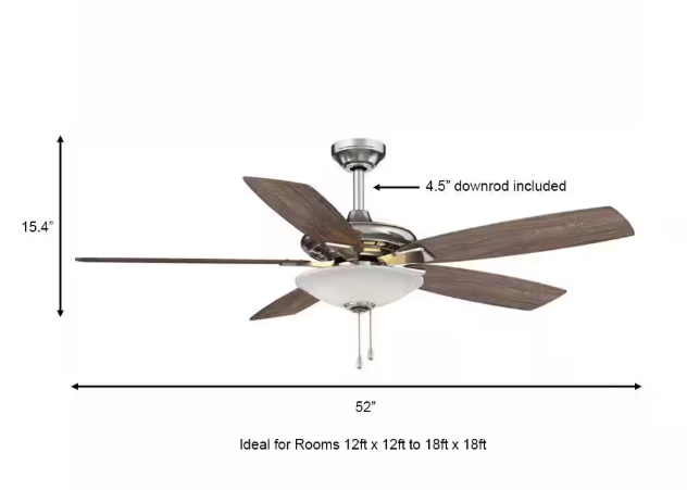 Hampton Bay 1002 586 542 | Menage 52 in. Integrated LED Indoor Low Profile Brushed Nickel Ceiling Fan with Light Kit