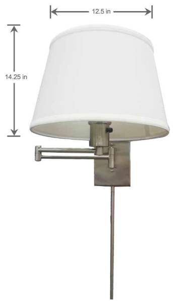 Hampton Bay 1001 653 447 | Hutchinson 5.9 in. 1-Light Brushed Nickel Modern Wall Sconce with White Fabric Shade and Swing Arm