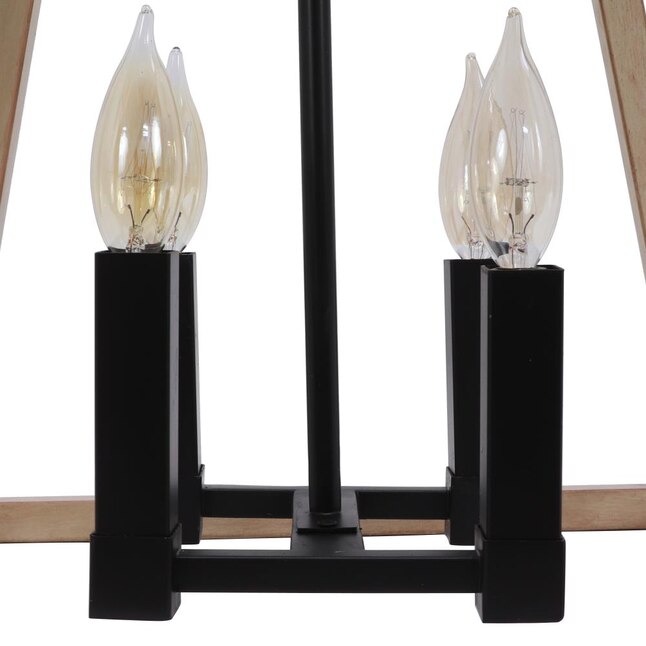 Decor Therapy CH1977 | Lexington 4-Light Black Wood Farmhouse Lantern Hanging Pendant Light