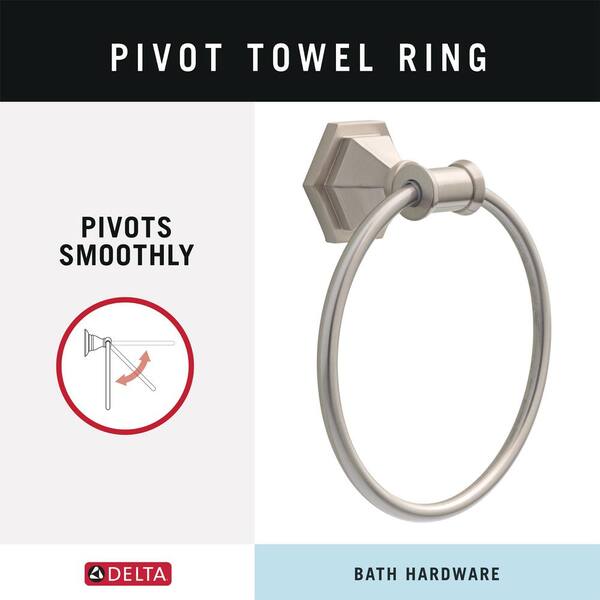Delta GDR46-BN | Grandover Wall Mount Round Closed Towel Ring Bath Hardware Accessory in Brushed Nickel
