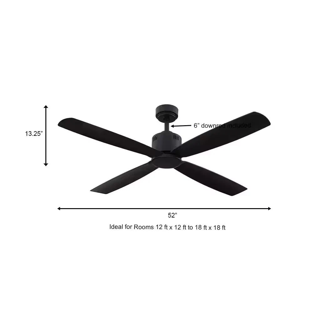 Home Decorators Collection 1004 292 211 | Kitteridge 52 in. Indoor/Outdoor Matte Black Ceiling Fan