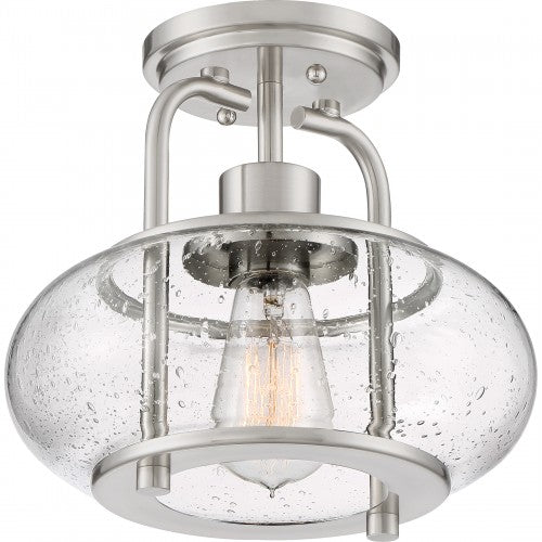 Quoizel TRG1710BN | Trilogy 1 Light 10 inch Brushed Nickel Semi-Flush Mount Ceiling Light