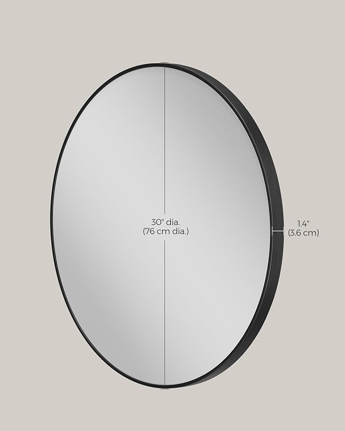 Songmics LWM103B01 | Round Mirror for Bathroom or Living Room, Black