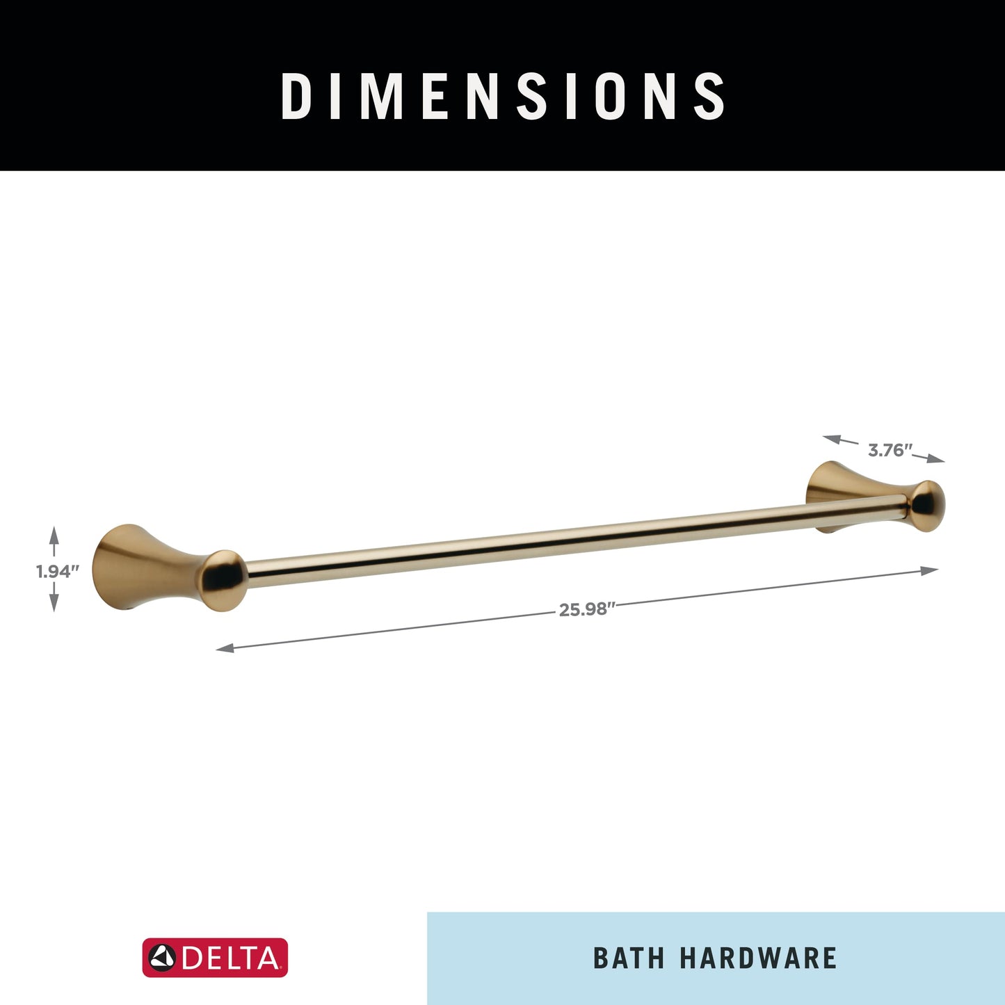 Delta 73824-CZ | Lahara 24 in. Wall Mount Towel Bar Bath Hardware Accessory in Champagne Bronze