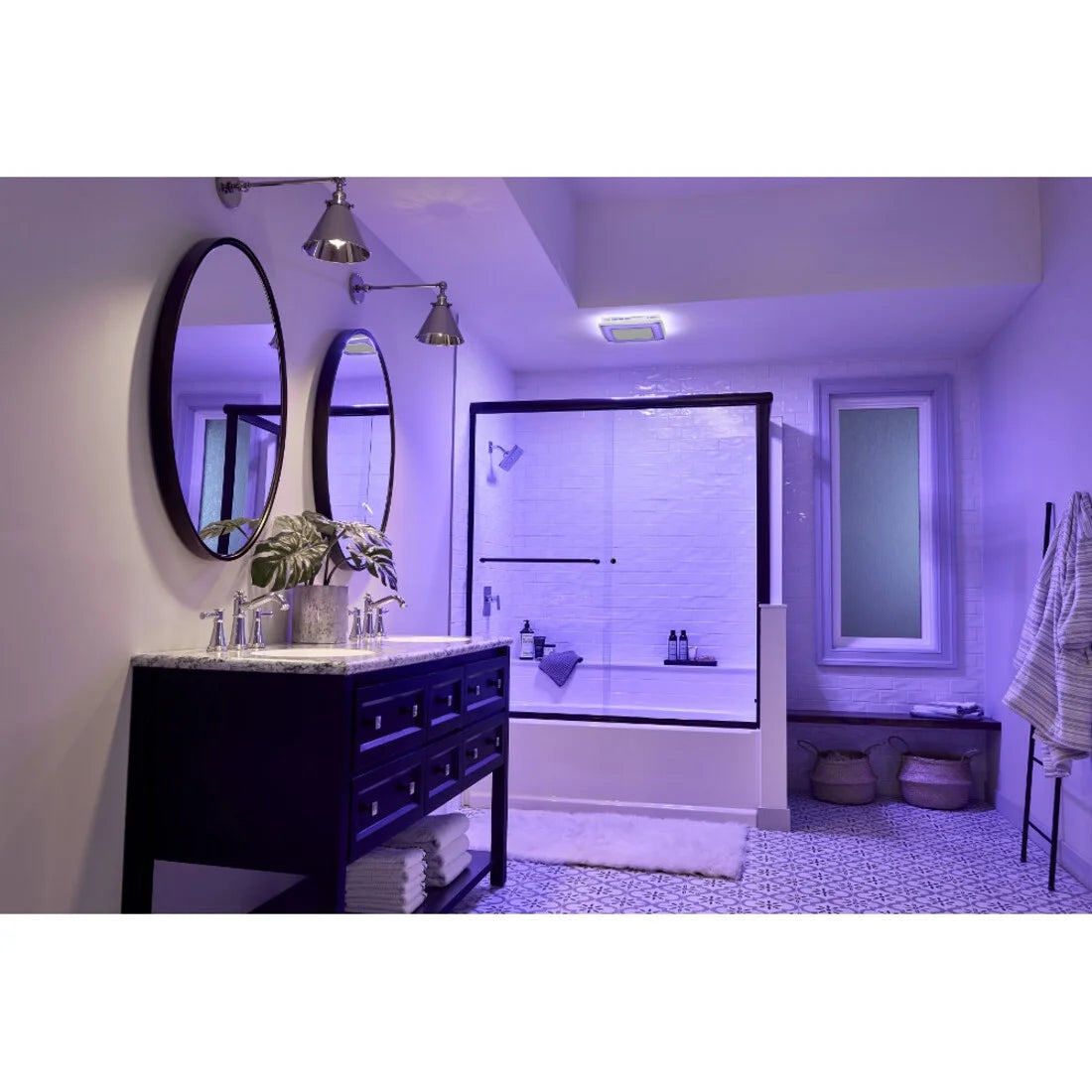 Broan-NuTone AERN110RGBL | ChromaComfort 110 CFM Ceiling Bathroom Exhaust Fan w/ Customizable Multi-Color LEDs and Smart Phone App
