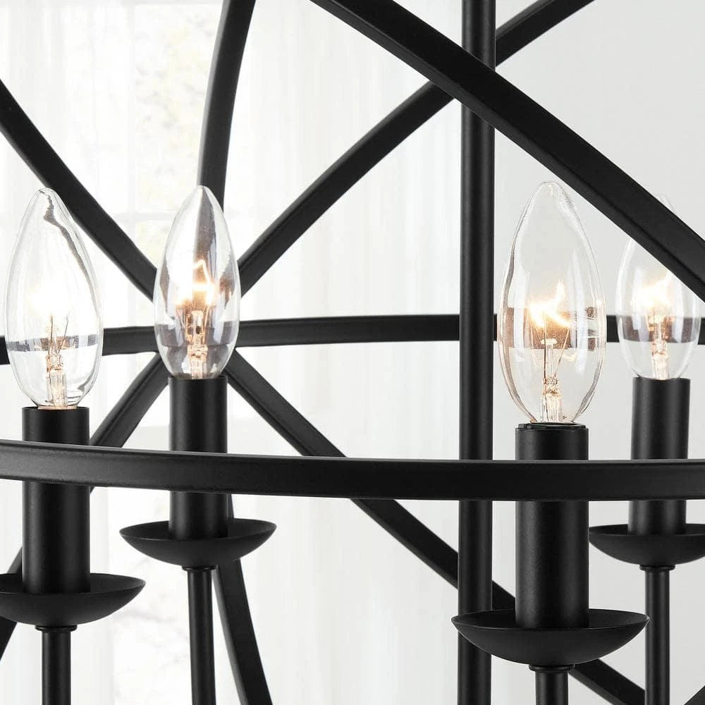 Home Decorators Collection 1004 161 095 | Sarolta Sands 5-Light Black Chandelier Light Fixture with Caged Globe Metal Shade