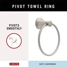 Delta CSA46-BN | Casara Wall Mount Round Closed Towel Ring Bath Hardware Accessory in Brushed Nickel