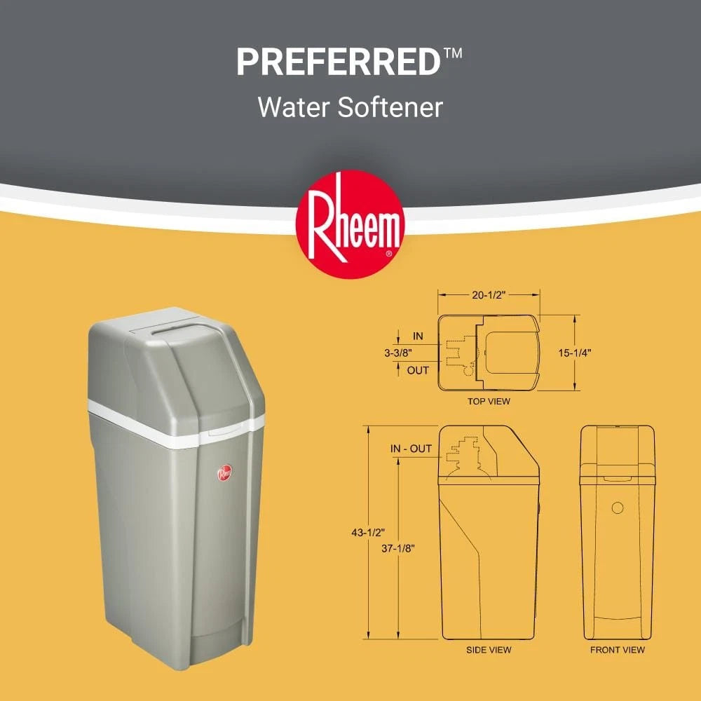 Rheem 32,000 Grain Preferred Home Water Softener for Hard Water and Iron Reduction