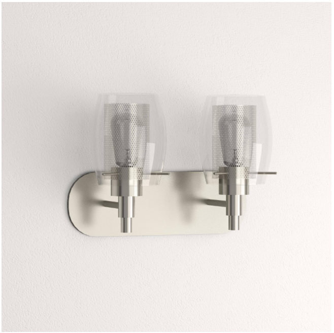 Hampton Bay 1001 300 048 | Lettie 2-Light Brushed Nickel Vanity Light