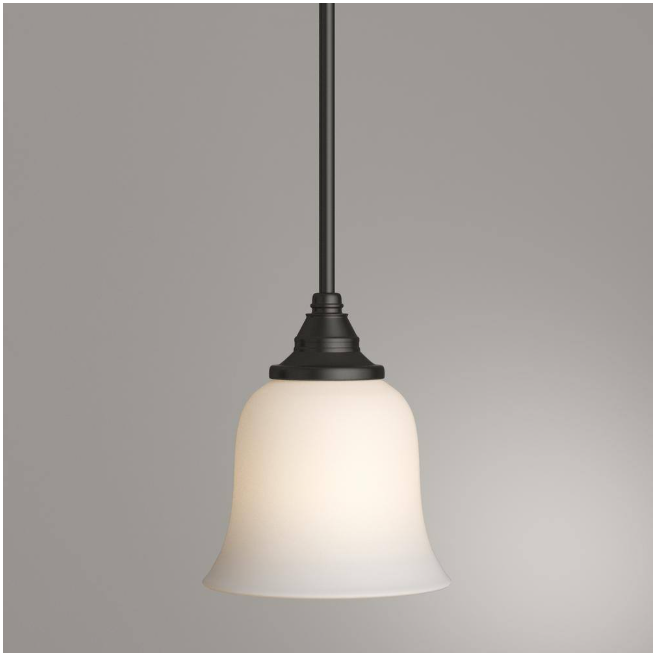 Hampton Bay 1001 409 264 | 1-Light Oil Rubbed Bronze Mini Pendant with Frosted White Glass Shade