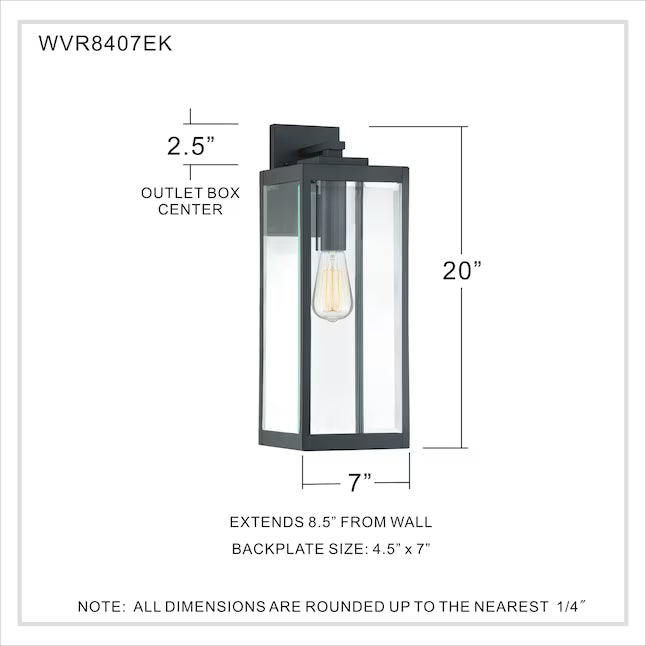 Quoizel WVR8407EK | Westover 1 -Light 20.0-in H Black Hardwired Outdoor Wall Light