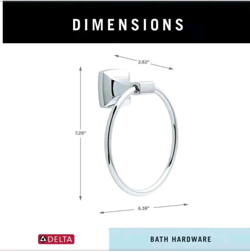 Delta PWD46-PC | Portwood Wall Mount Round Closed Towel Ring Bath Hardware Accessory in Polished Chrome