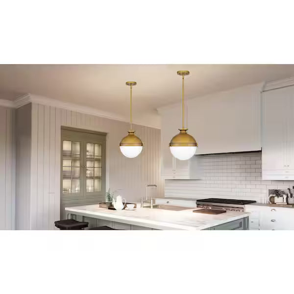 DSI Lighting 1006 106 530 | Mixon 1-Light Aged Brass Pendant with Opal Glass