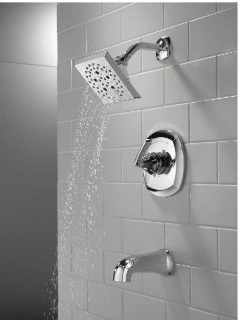 Delta 1004945062 | Portwood Single-Handle 5-Spray Tub and Shower Faucet with H2Okinetic in Chrome (Valve Included)
