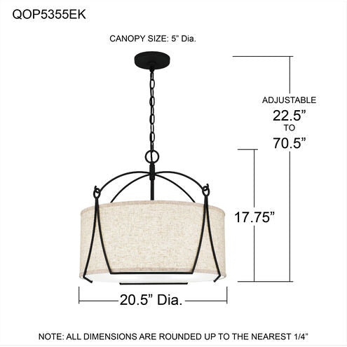 Quoizel QOP5355EK | Adeline 4 Light 21 inch Earth Black Pendant Ceiling Light