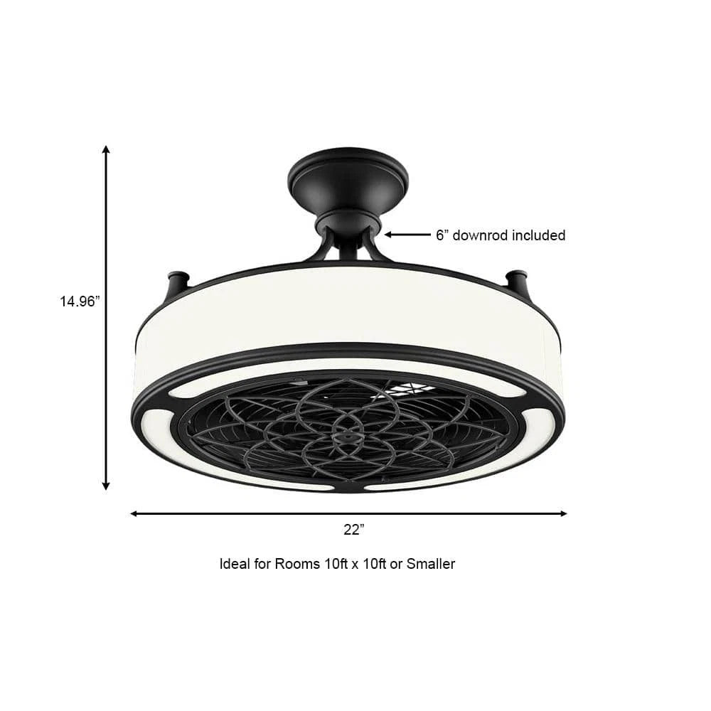 Home Decorators Collection 1005 818 915 | Windara 22 in. LED Indoor/Covered Outdoor Black Ceiling Fan