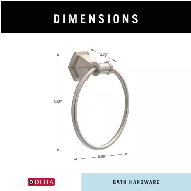 Delta GDR46-BN | Grandover Wall Mount Round Closed Towel Ring Bath Hardware Accessory in Brushed Nickel