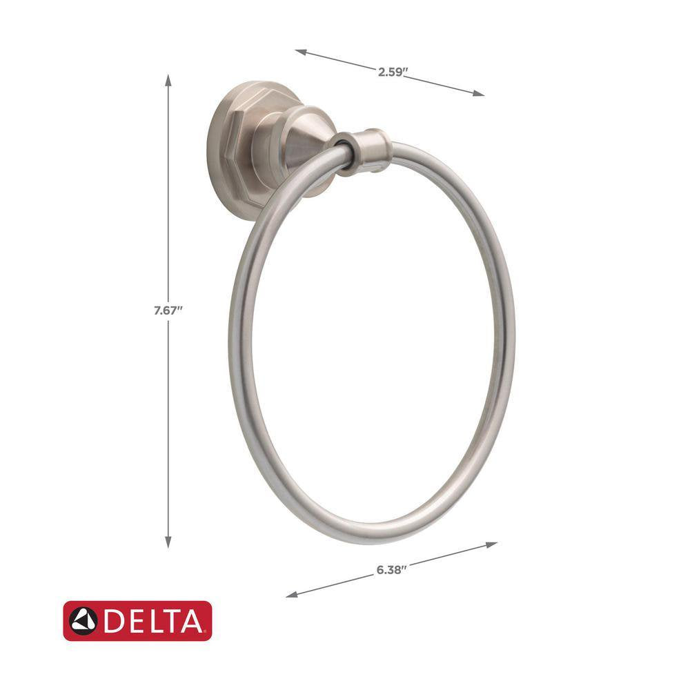 Delta LHT46-BN | Lochurst Wall Mount Round Closed Towel Ring Bath Hardware Accessory in Brushed Nickel
