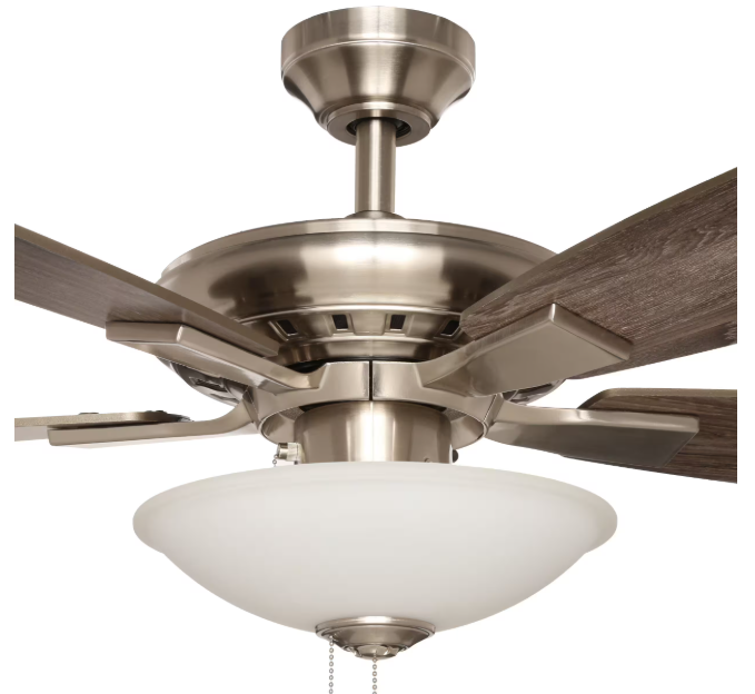 Hampton Bay 1002 586 542 | Menage 52 in. Integrated LED Indoor Low Profile Brushed Nickel Ceiling Fan with Light Kit