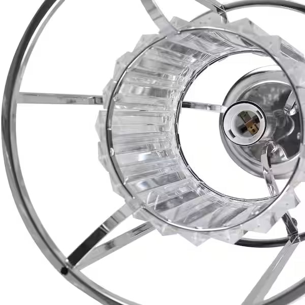 Decor Living P7093GB-CHR | Cecilia 1-Light Polished Chrome Cage Pendant with Crystal Shade