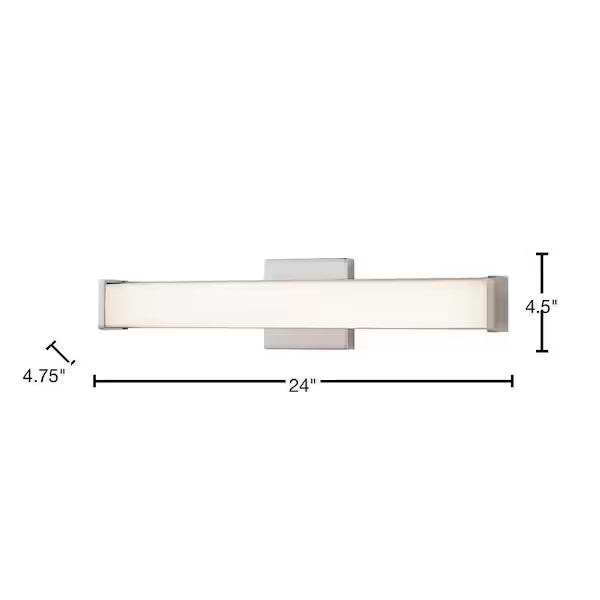 Hampton Bay 1006 423 753 | Astrid 24 in. Brushed Nickel 5-CCT LED Bathroom Vanity Light Bar with Frosted Glass