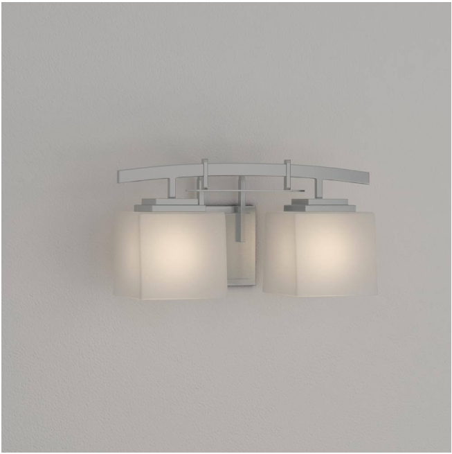 Hampton Bay 1000 036 813 | Architecture 2-Light Brushed Nickel Vanity Light with Etched White Glass Shades